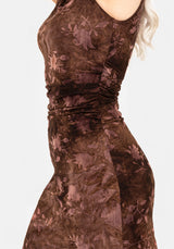 Serenade Hoch Hals Gerafft Blumenmuster Midaxi Kleid