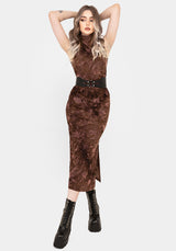 Serenade Hoch Hals Gerafft Blumenmuster Midaxi Kleid