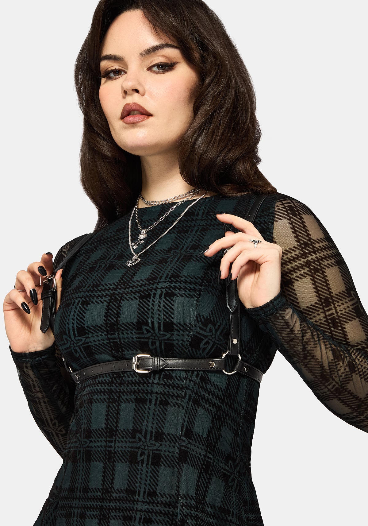 Vesica Beflockt Hexen Knot Godet Mini Kleid