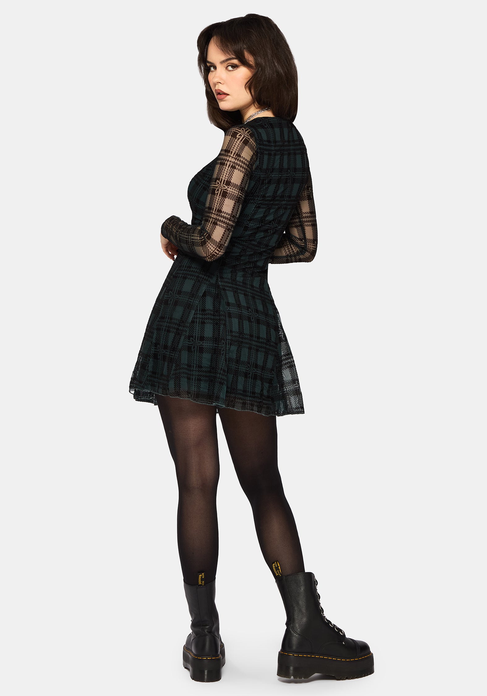 Vesica Beflockt Hexen Knot Godet Mini Kleid
