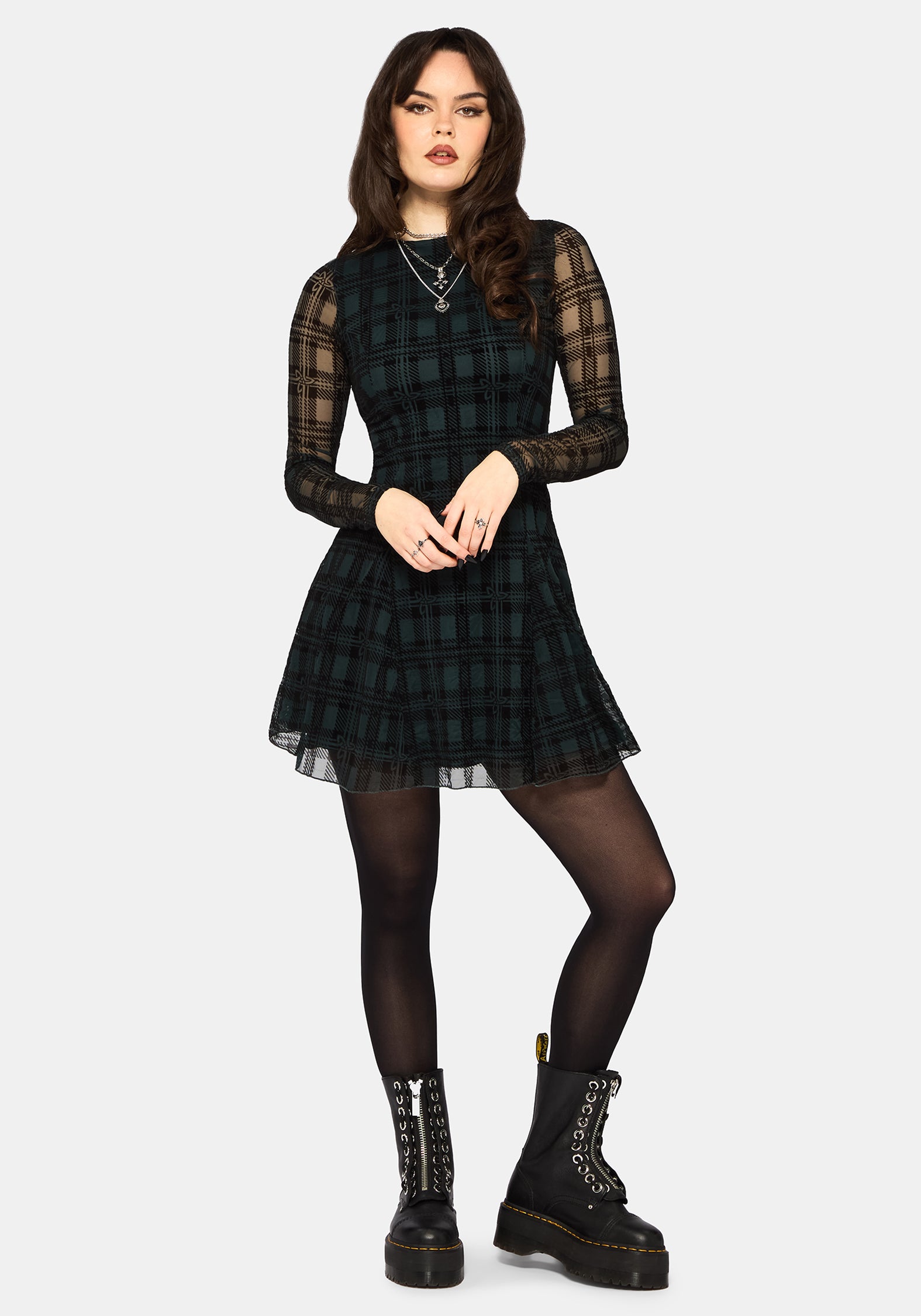 Vesica Beflockt Hexen Knot Godet Mini Kleid