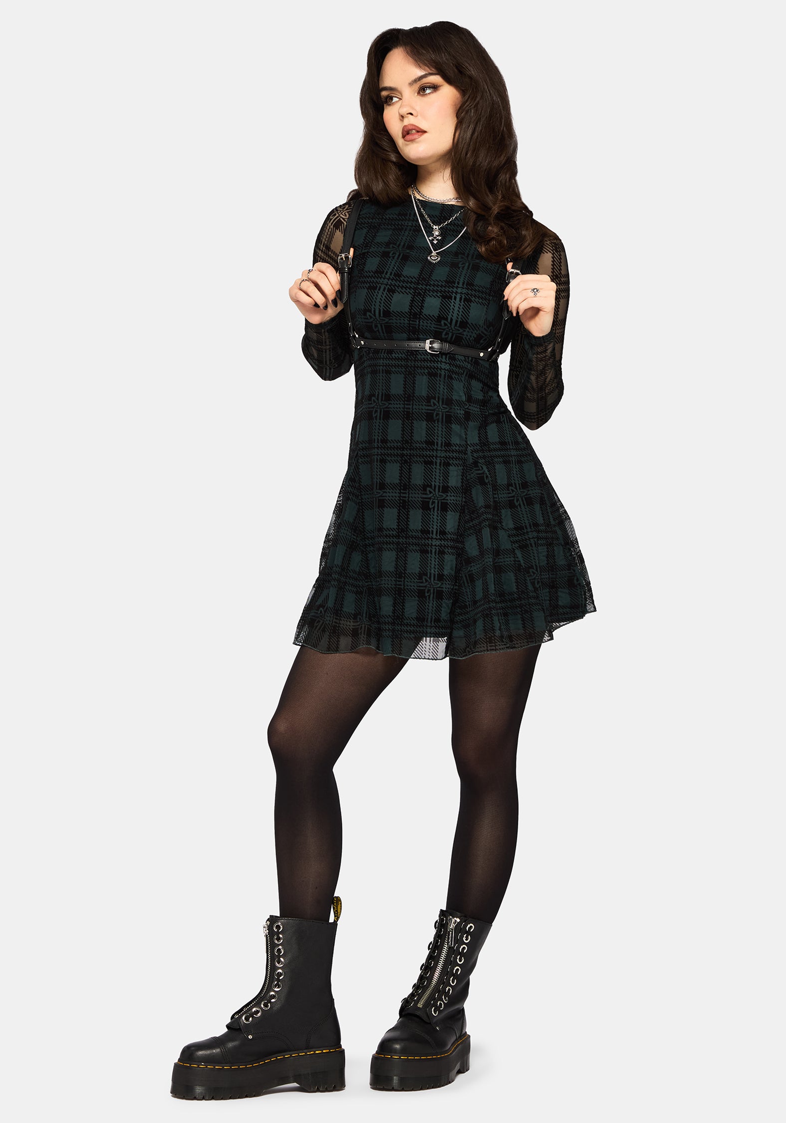 Vesica Beflockt Hexen Knot Godet Mini Kleid