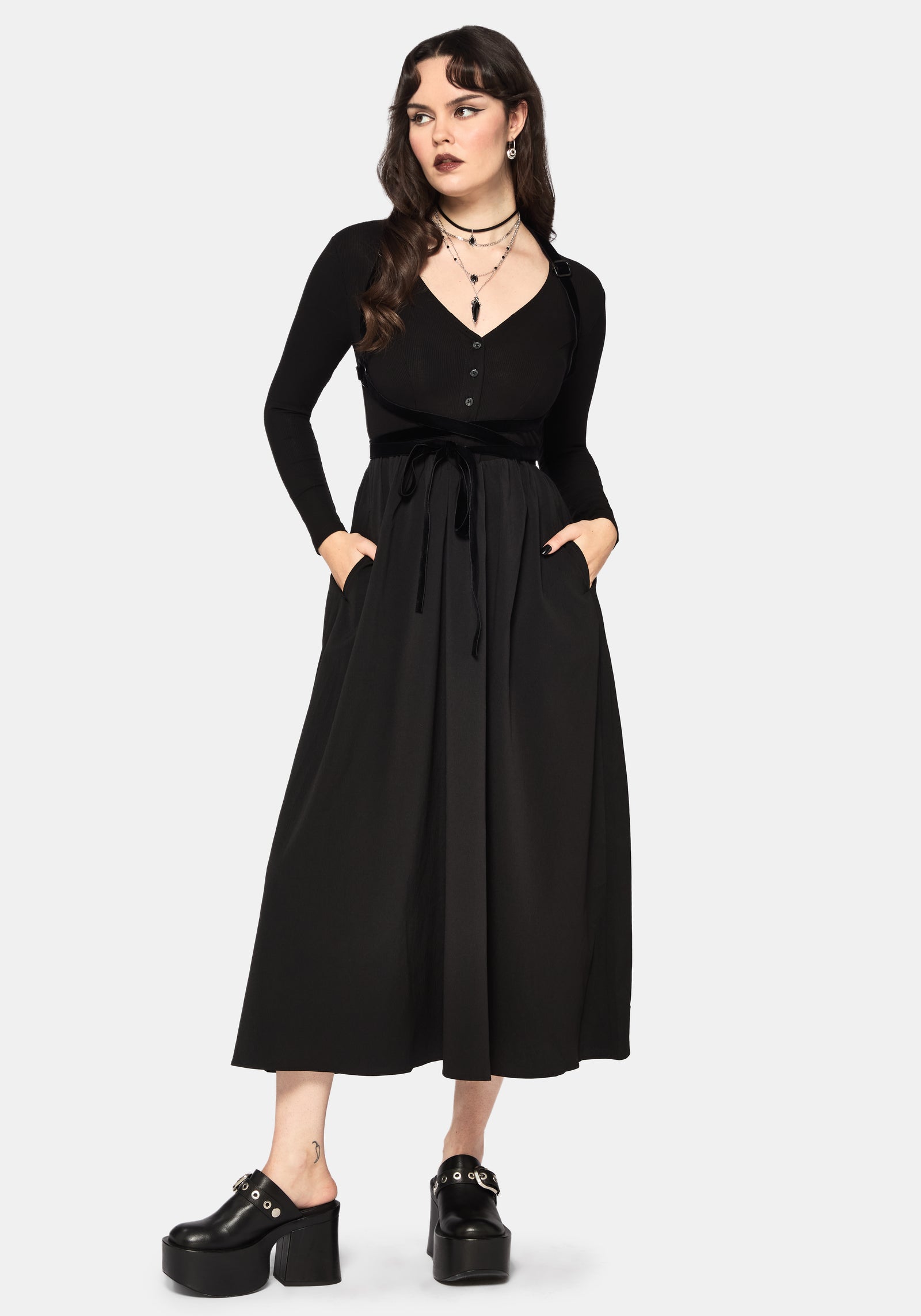 Torrent Knopf Hoch Midi Kleid