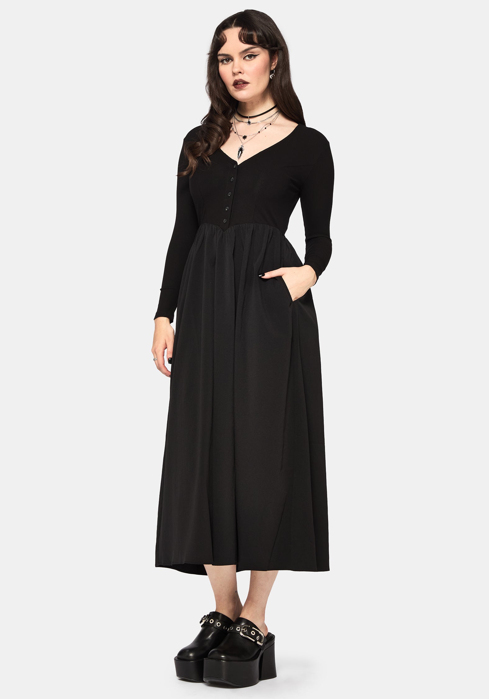 Torrent Knopf Hoch Midi Kleid