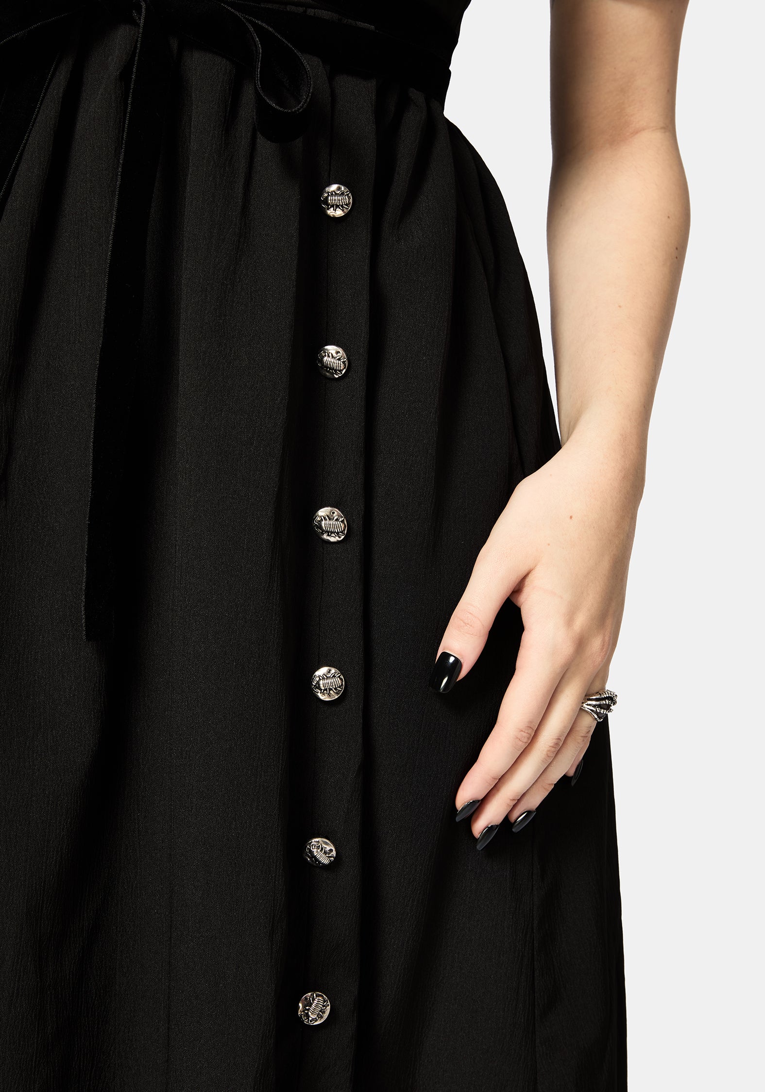 Brae Wickel Puffärmel Ärmel Centipede Knopf Midaxi Kleid