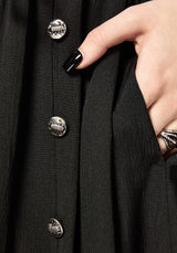 Brae Wrap Puff Sleeve Centipede Button Midaxi Dress