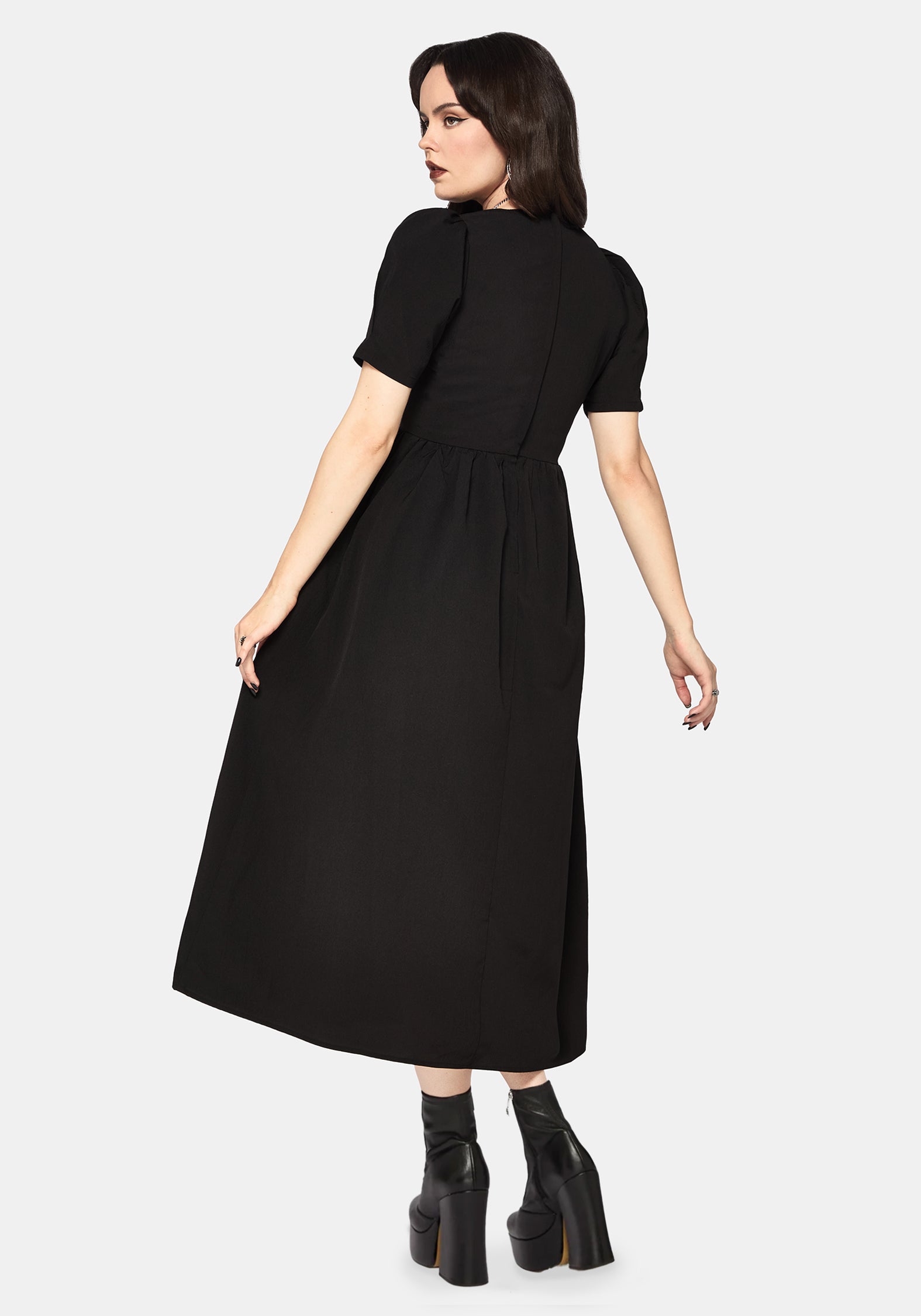 Brae Wickel Puffärmel Ärmel Centipede Knopf Midaxi Kleid