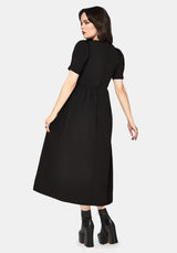 Brae Wrap Puff Sleeve Centipede Button Midaxi Dress