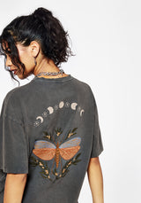 Griffinfly Baumwolle Bestickt Jersey Mini T-Shirt Kleid