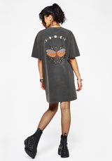 Griffinfly Baumwolle Bestickt Jersey Mini T-Shirt Kleid