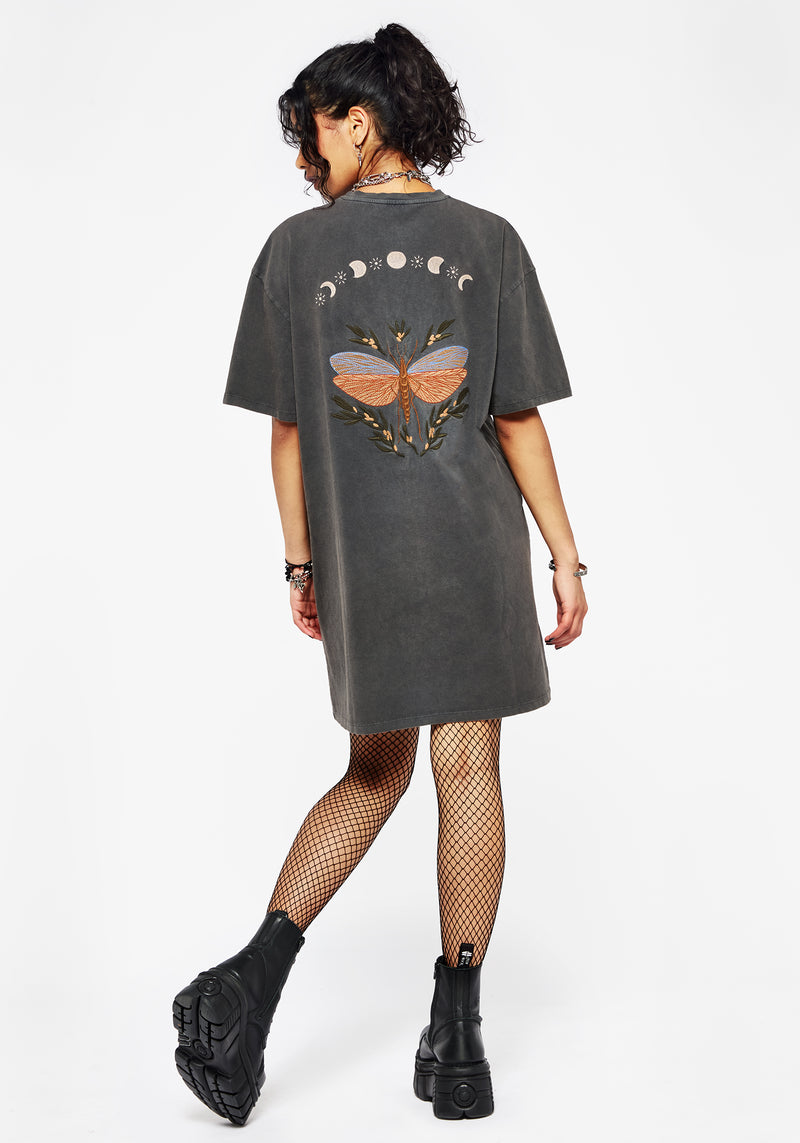Griffinfly Baumwolle Bestickt Jersey Mini T-Shirt Kleid