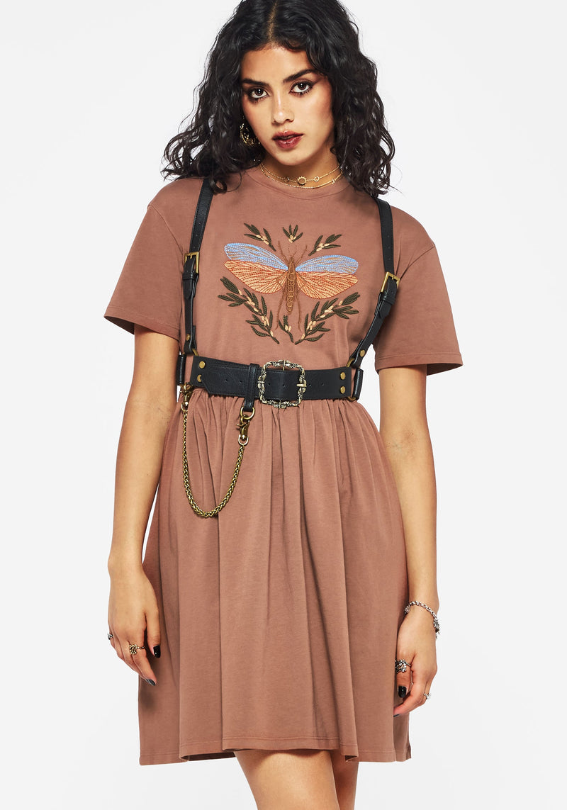 Griffinfly Cotton Embroidered Jersey Mini Skater Dress Disturbia Griffinfly Cotton Embroidered Jersey Mini Skater Dress Disturbia