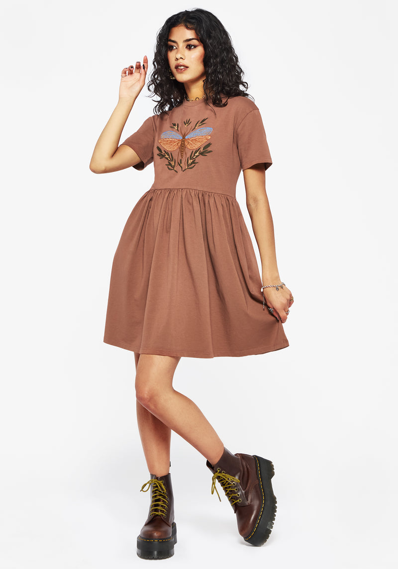 Griffinfly Cotton Embroidered Jersey Mini Skater Dress Disturbia Griffinfly Cotton Embroidered Jersey Mini Skater Dress Disturbia