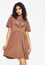 Griffinfly Baumwolle Bestickt Jersey Mini Skater Kleid
