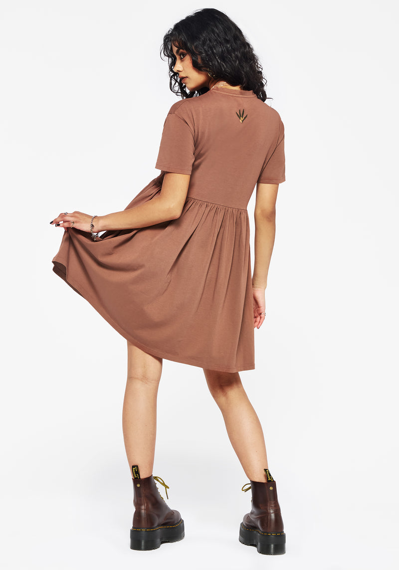 Griffinfly Baumwolle Bestickt Jersey Mini Skater Kleid