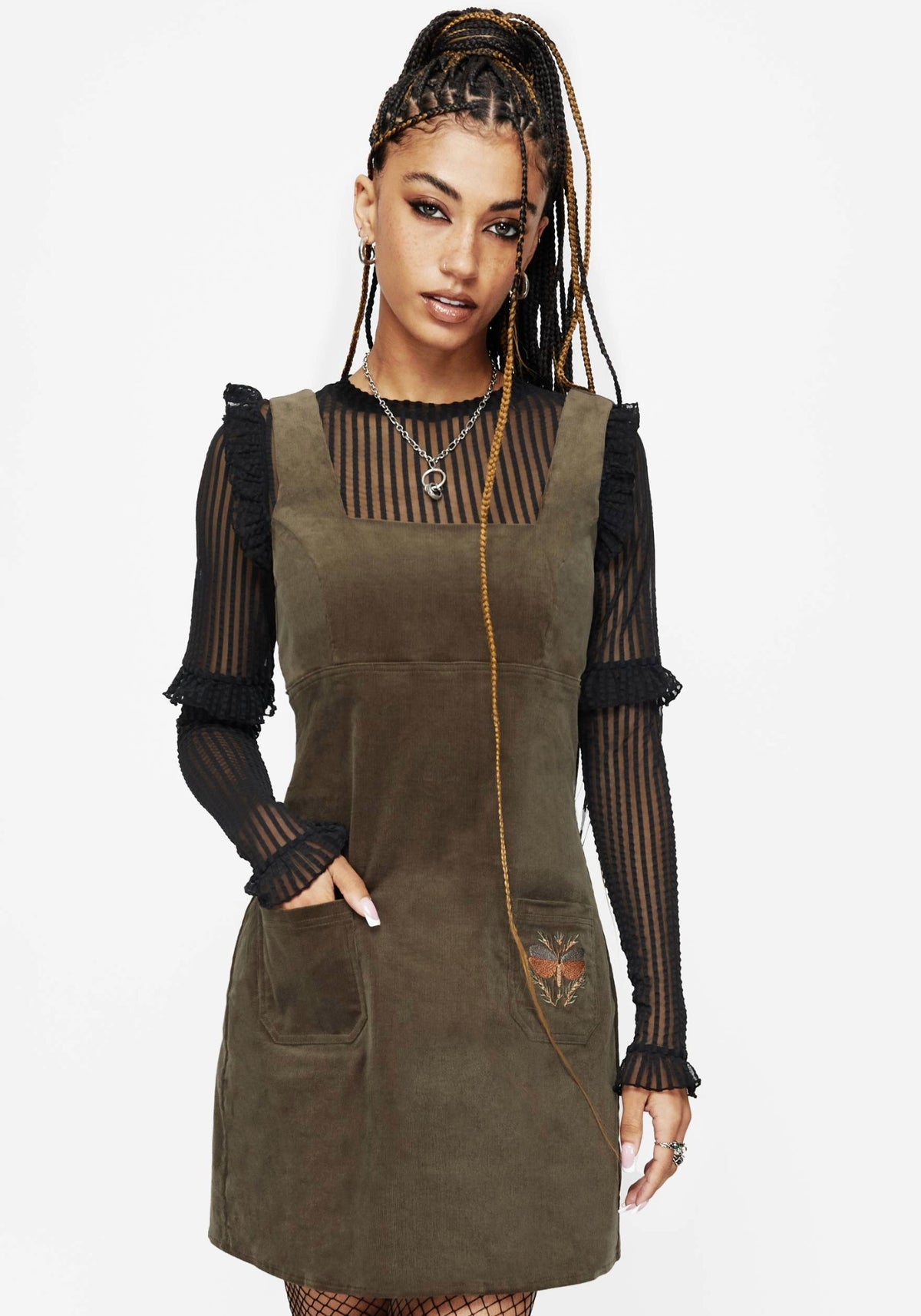 Griffinfly Bestickt Kordel Mini Kleid