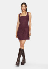 Rosia Celestial Print Suede A-Line Mini Dress