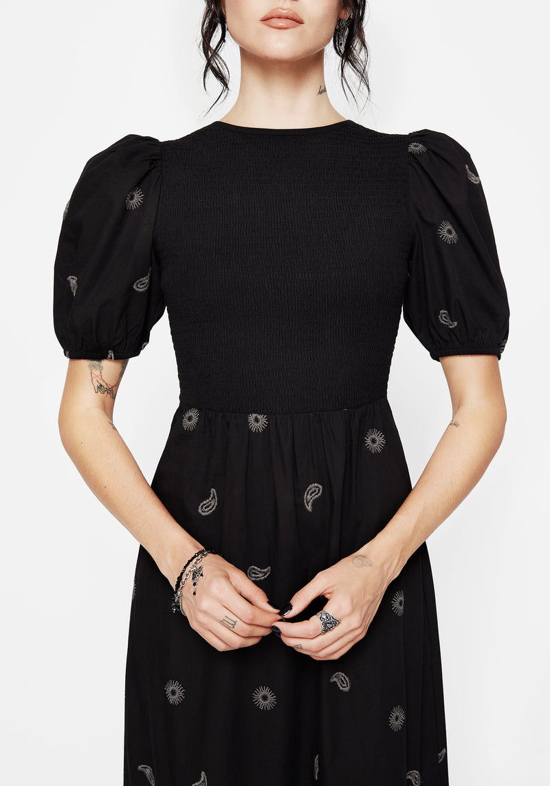 Dawn Sonne Bestickt Gestuft Maxi Kleid