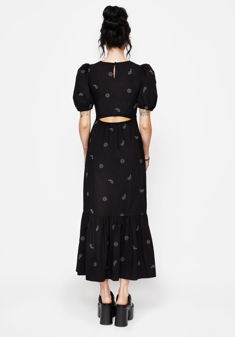 Dawn Sonne Bestickt Gestuft Maxi Kleid