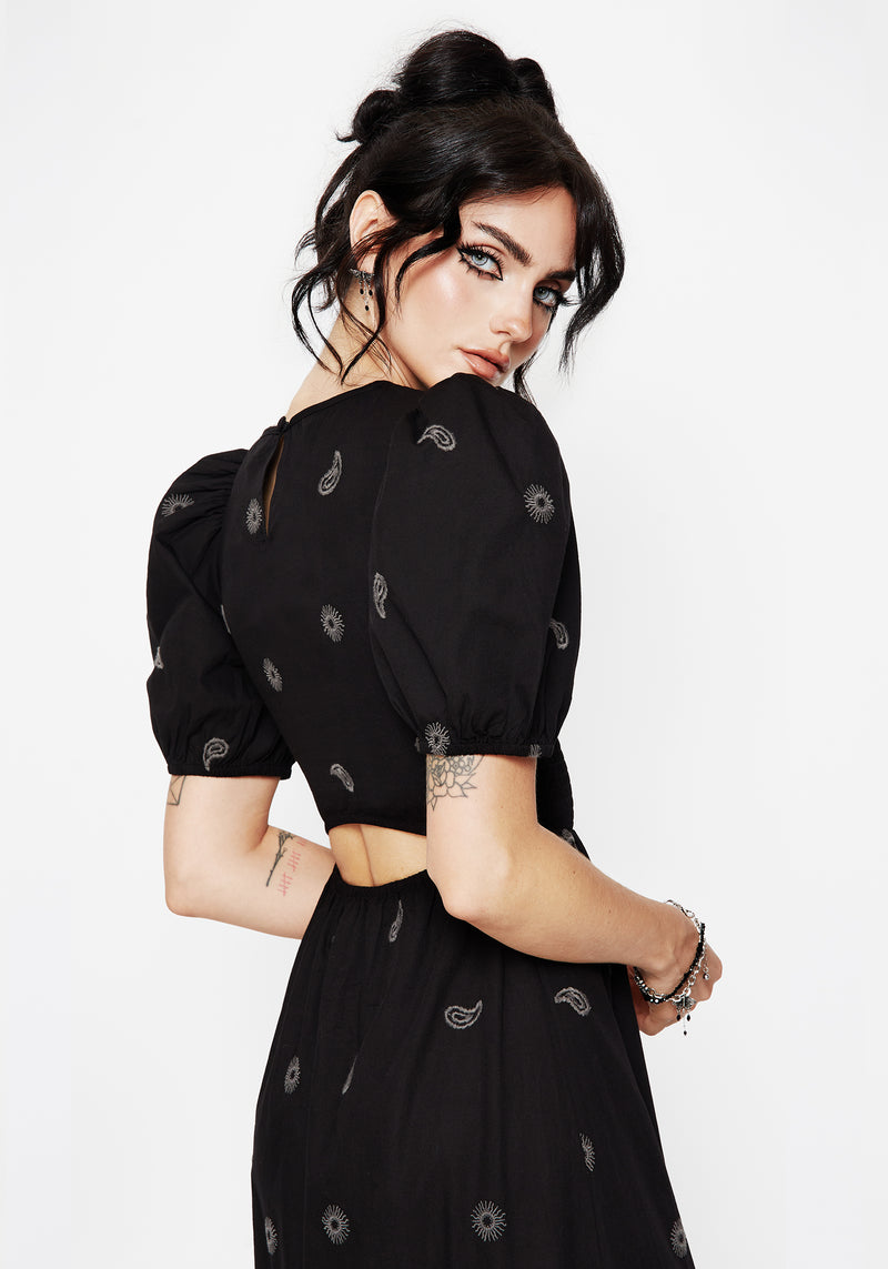 Dawn Sonne Bestickt Gestuft Maxi Kleid