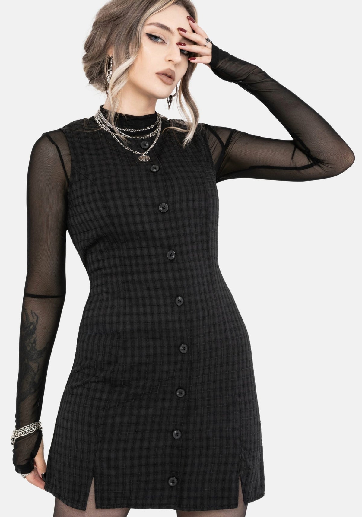 Ziggy Prüfen Knopf Hoch Mini Kleid