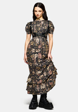Triple Göttin Gestuft Gerafft Maxi Kleid
