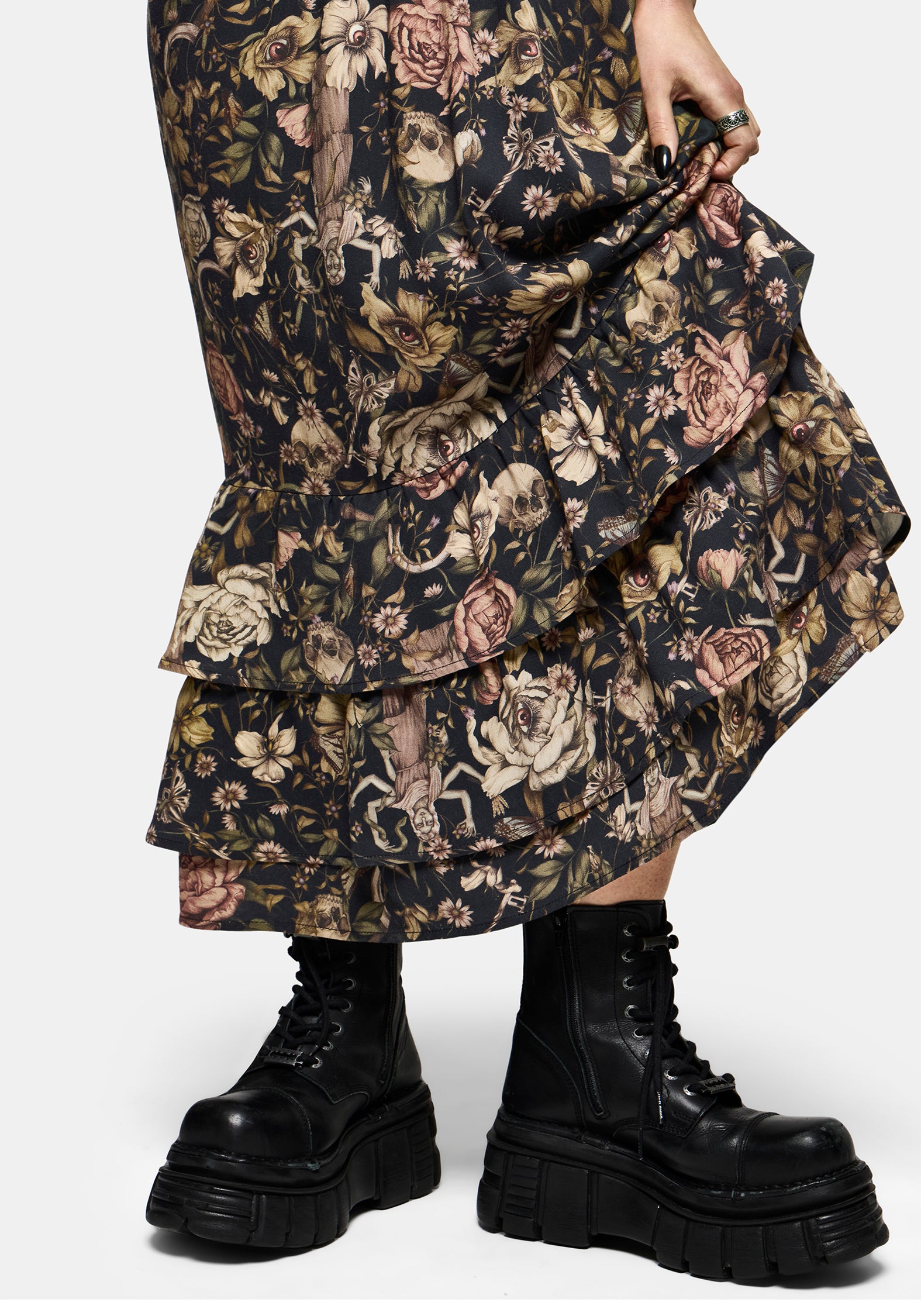 Triple Göttin Gestuft Gerafft Maxi Kleid