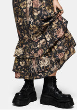 Triple Göttin Gestuft Gerafft Maxi Kleid