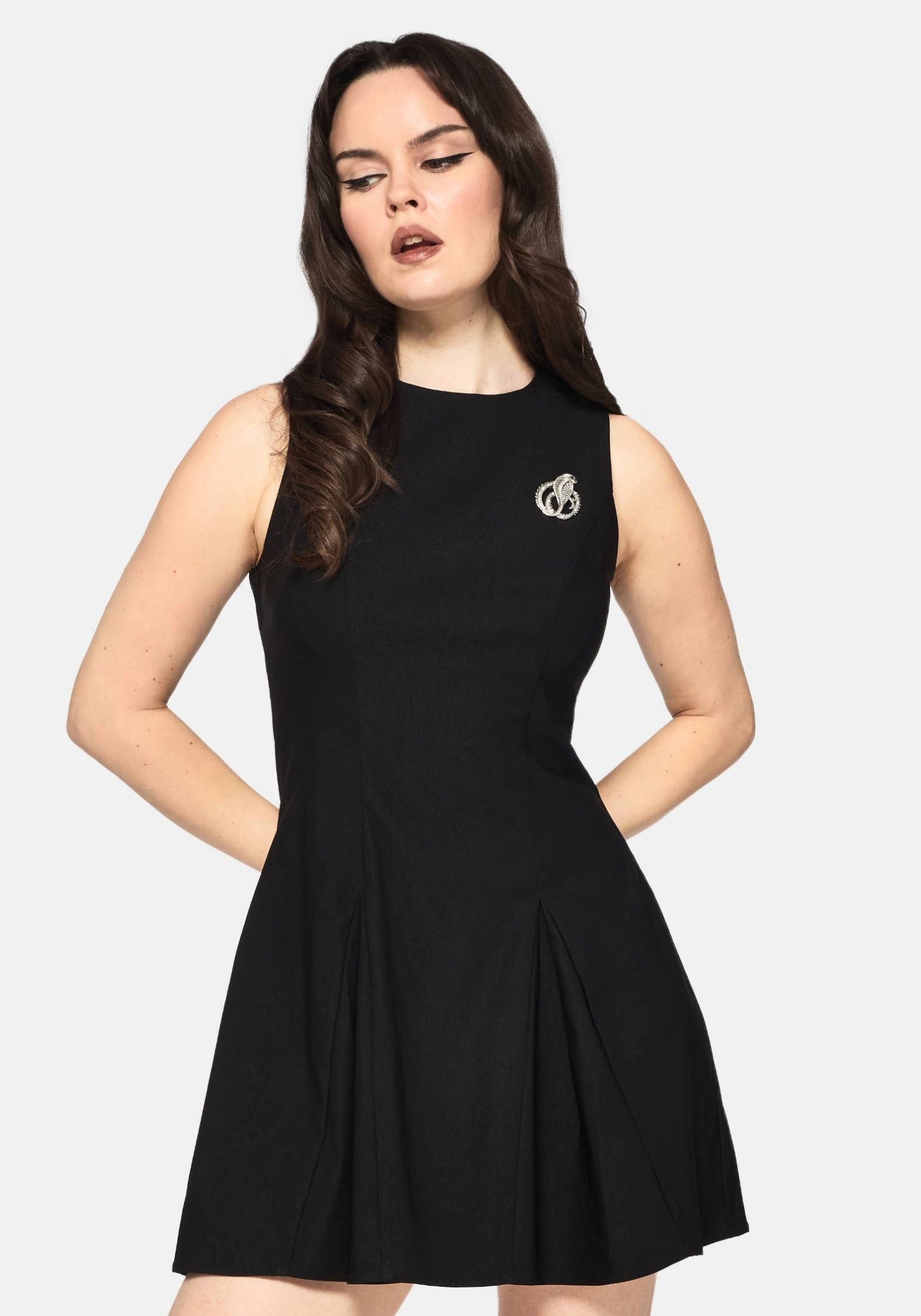 Glasmere Godet Schlange Brosche Mini Kleid
