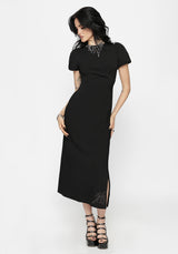 Aubrey Krähe Schädel Bestickt Twist Vorderseite Midi Kleid