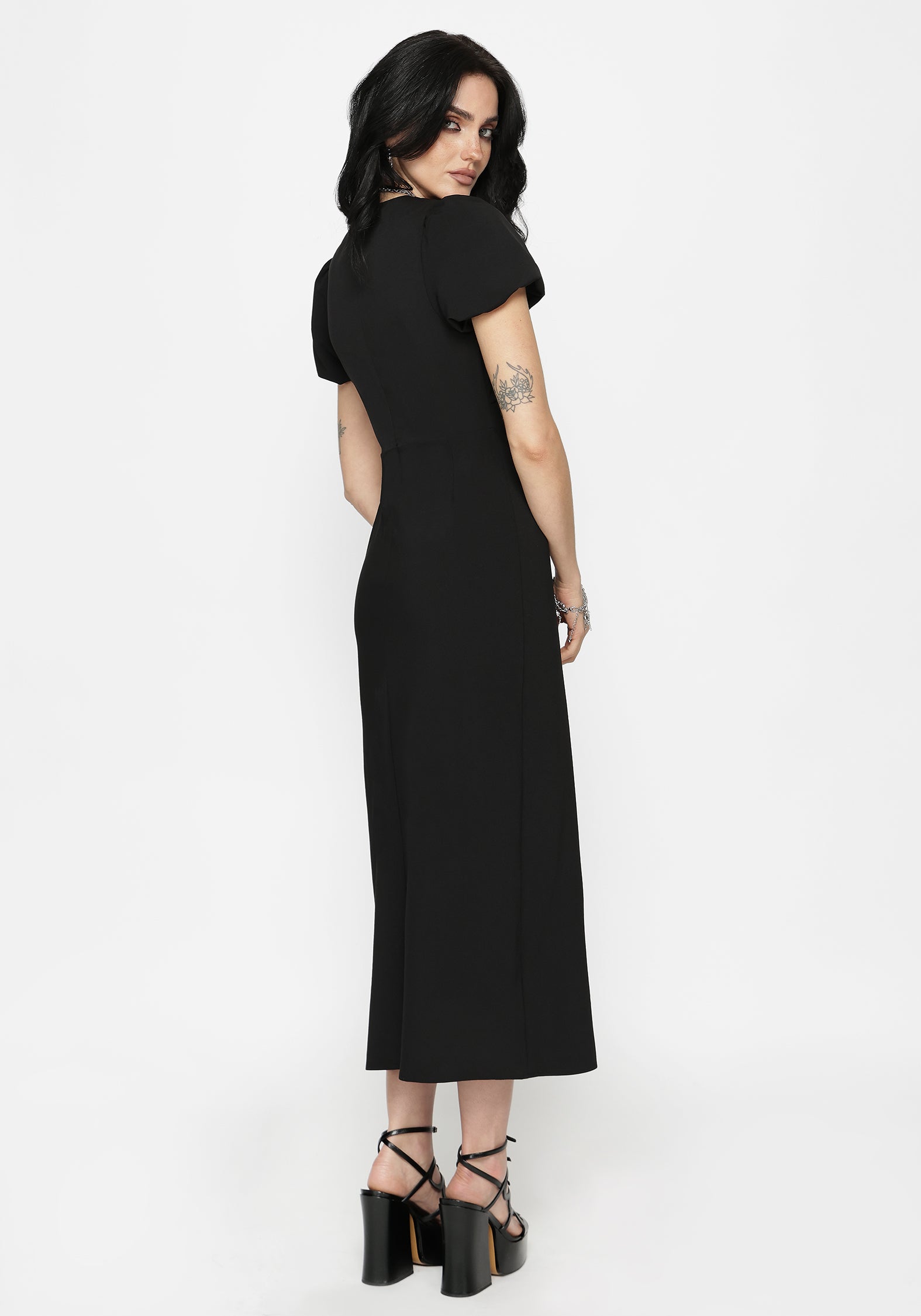 Aubrey Krähe Schädel Bestickt Twist Vorderseite Midi Kleid