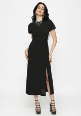 Aubrey Krähe Schädel Bestickt Twist Vorderseite Midi Kleid