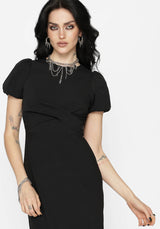 Aubrey Krähe Schädel Bestickt Twist Vorderseite Midi Kleid