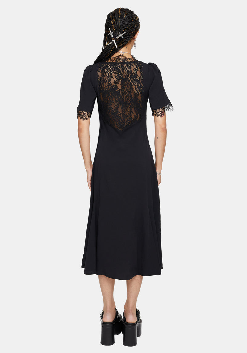 Altha Lace Back V Neck Midi Dress