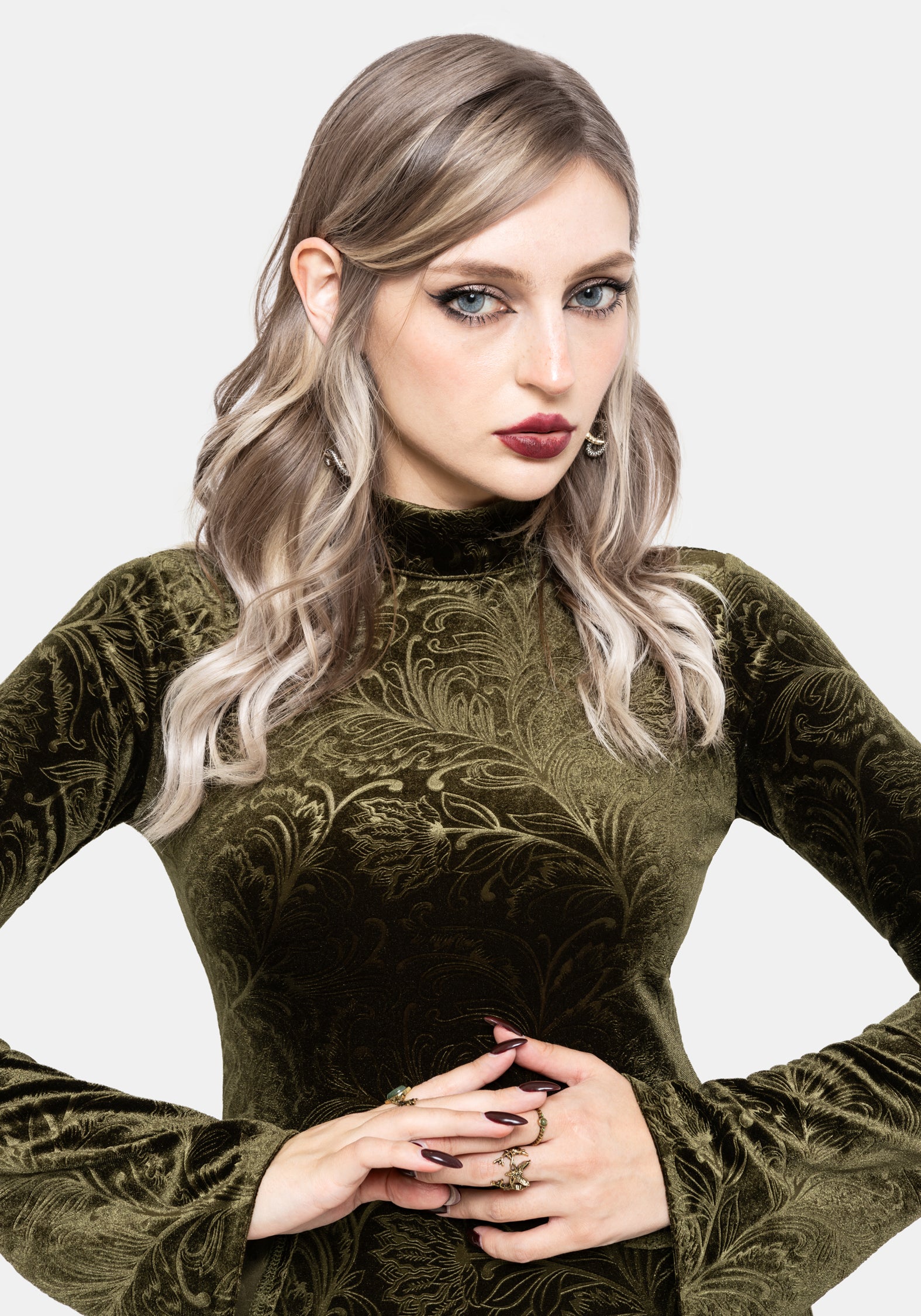 Thornshade Geprägt Velours Maxi Kleid