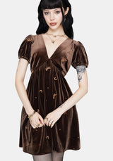 Seraphine Dragonfly Embroidered Velour Mini Dress