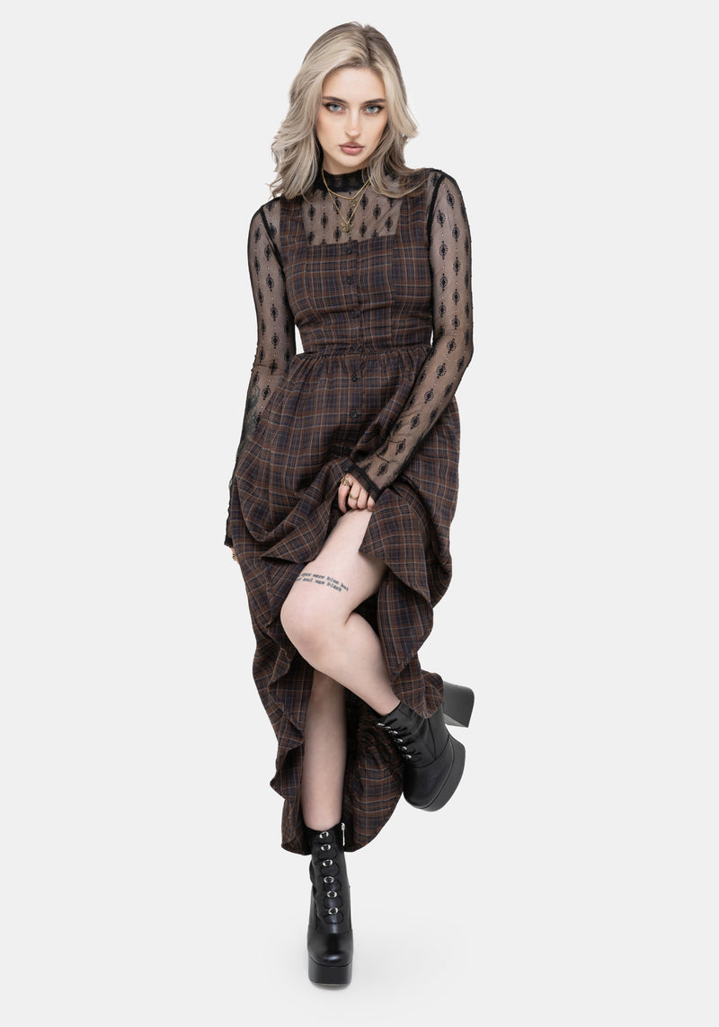 Embla Check High Low Midaxi Dress