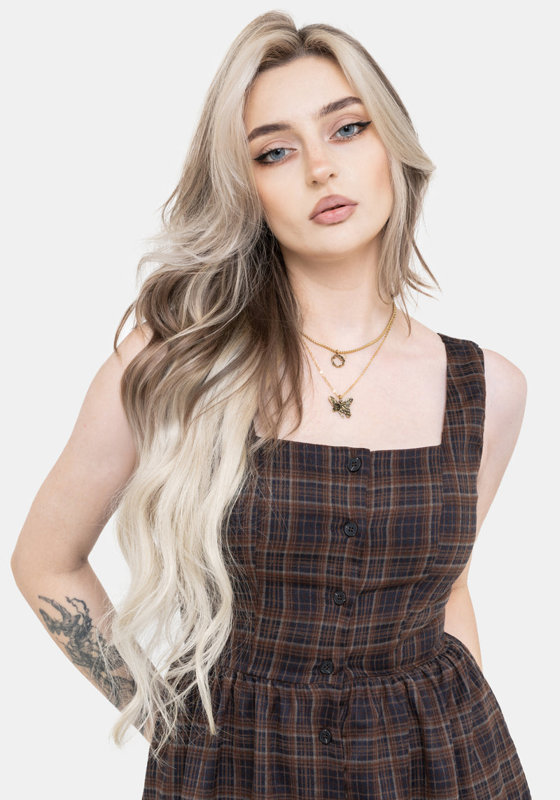 Embla Check High Low Midaxi Dress
