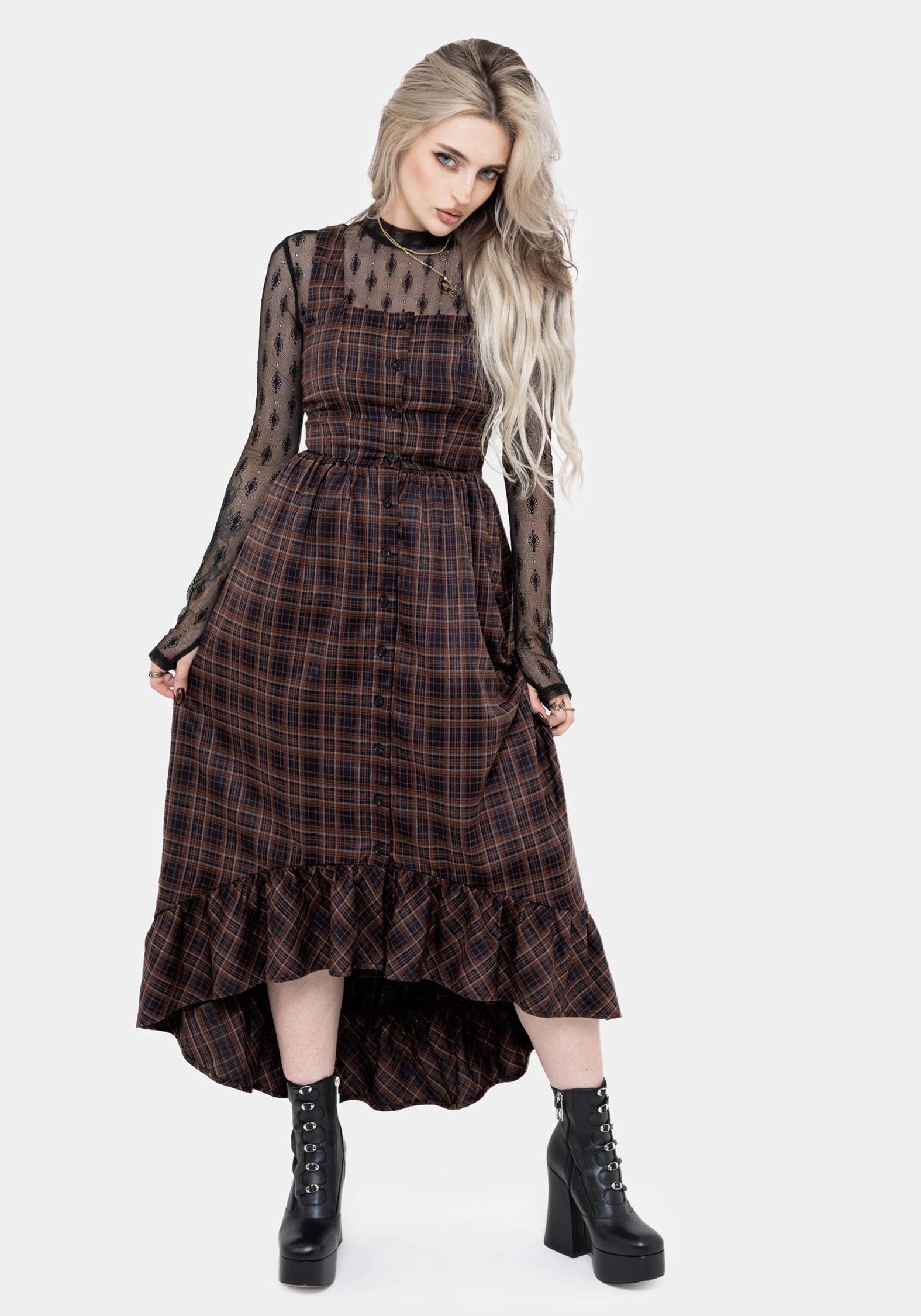 Embla Prüfen Hoch Low Midaxi Kleid