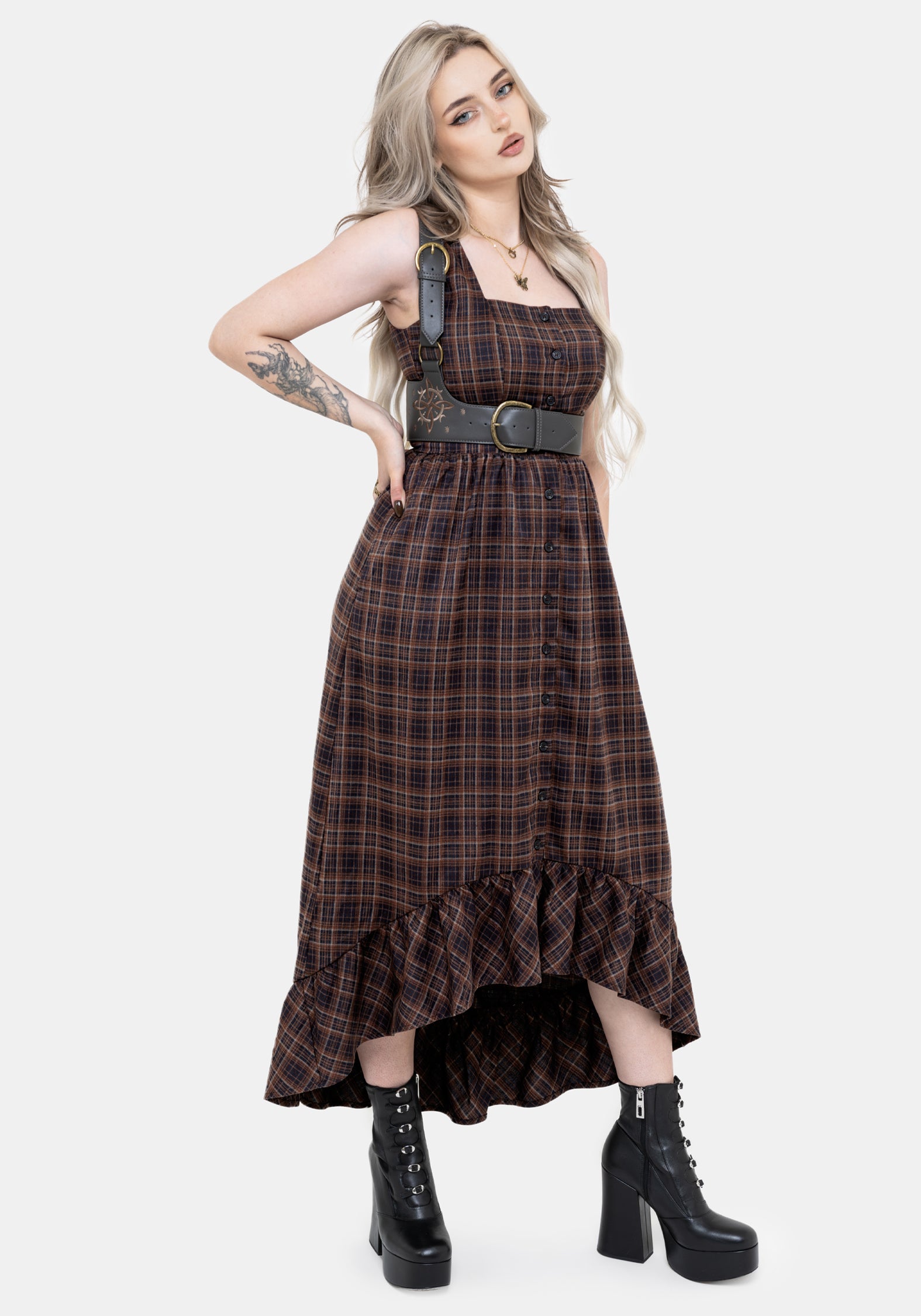 Embla Prüfen Hoch Low Midaxi Kleid