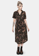 Whispen Motte Druck Midi Hemd Kleid