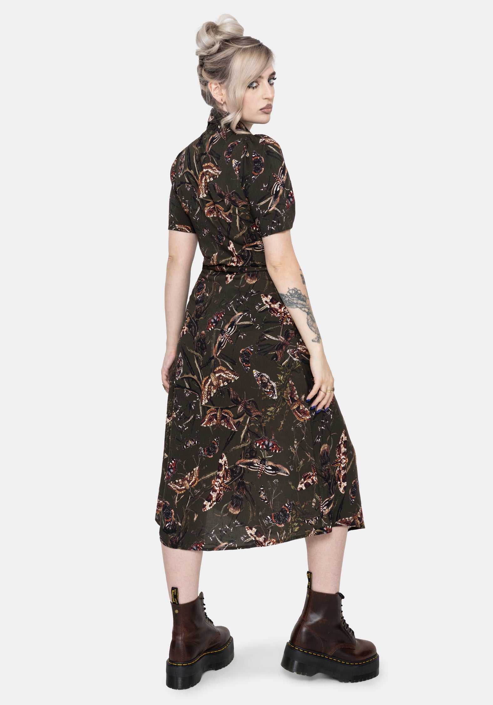 Whispen Motte Druck Midi Hemd Kleid