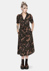 Whispen Motte Druck Midi Hemd Kleid