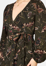 Whispen Moth Print Mini Wrap Dress