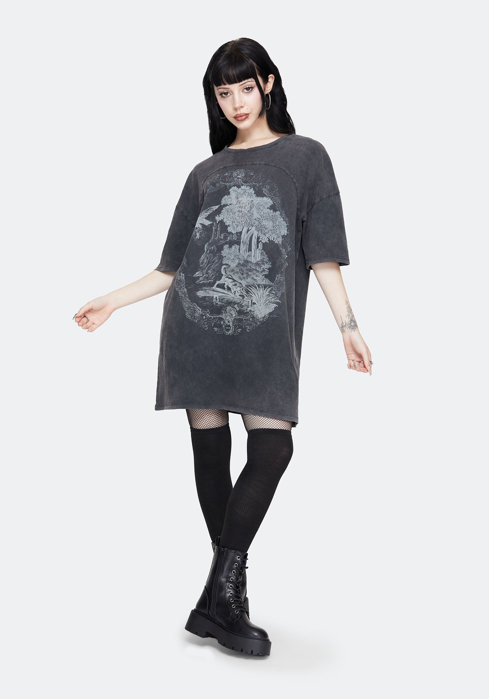 Wicked Toile Dropped Schulter Baumwolle T-Shirt Kleid