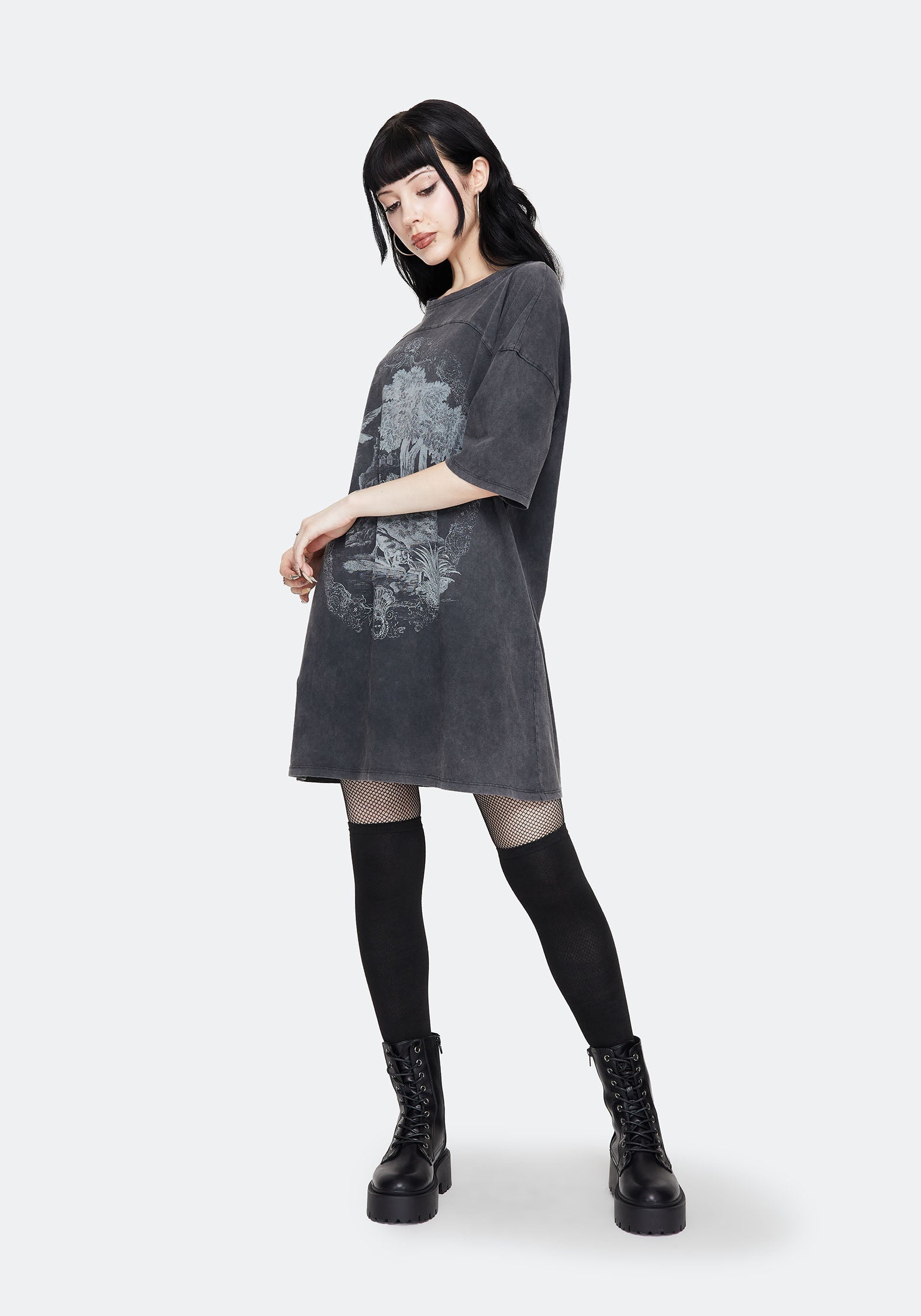 Wicked Toile Dropped Schulter Baumwolle T-Shirt Kleid