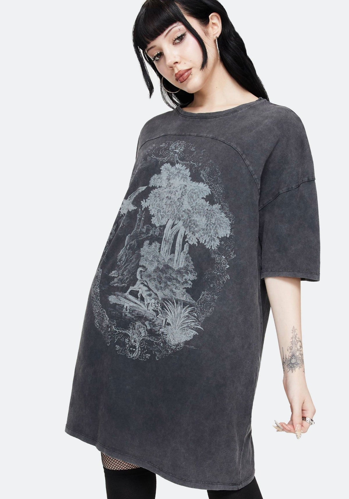Wicked Toile Dropped Schulter Baumwolle T-Shirt Kleid