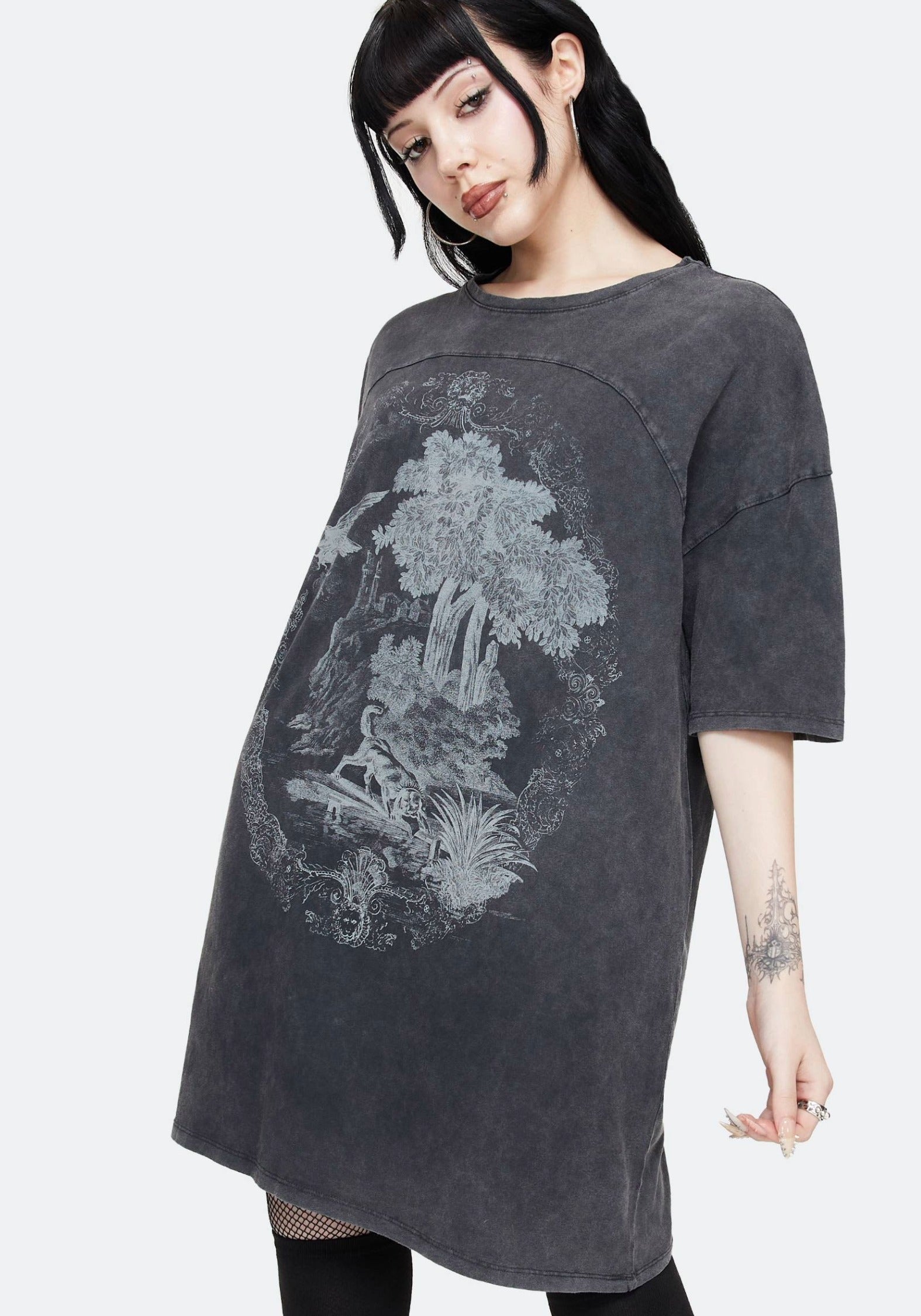 Wicked Toile Dropped Schulter Baumwolle T-Shirt Kleid