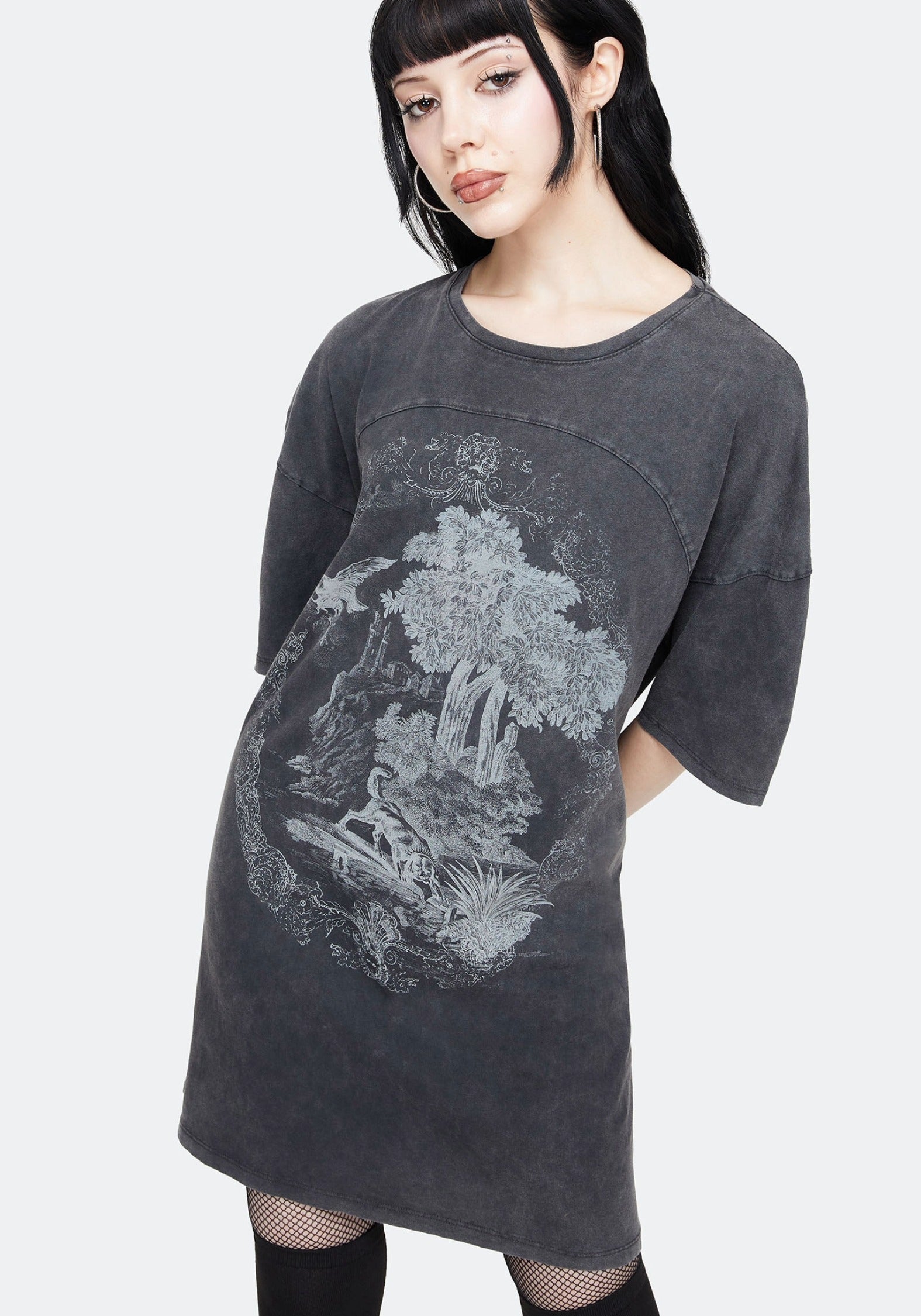 Wicked Toile Dropped Schulter Baumwolle T-Shirt Kleid