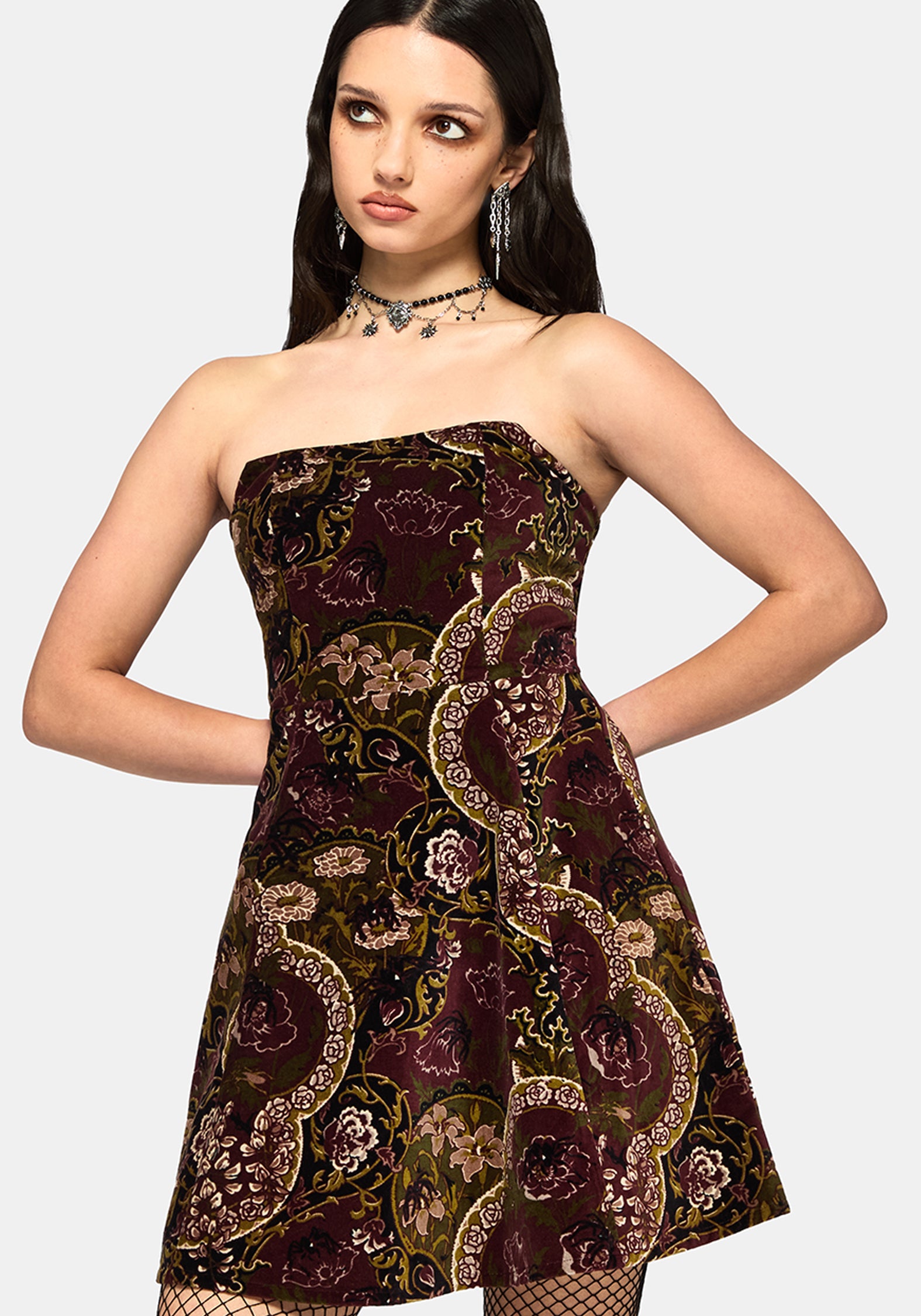 Effie Barock Strapless Mini Kleid